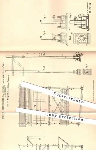 original Patent - M. H. Röder geb. Andreas un. Albin Curt Röder , Chemnitz , 1900 , Baugerüst , Malergerüst | Gerüstbau