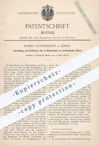 original Patent - Robert Stoeckhardt in Leipzig , 1886 , Herstellung von Webschützen | Holz , Webmaschinen , Weben !!!