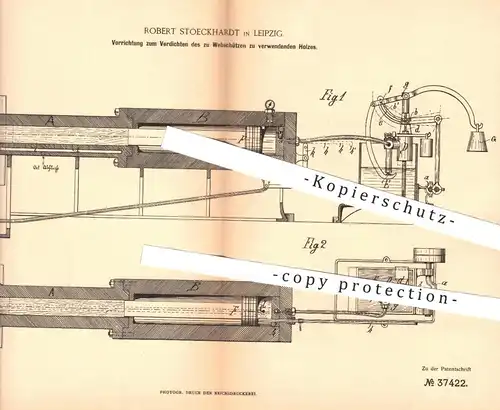 original Patent - Robert Stoeckhardt in Leipzig , 1886 , Herstellung von Webschützen | Holz , Webmaschinen , Weben !!!