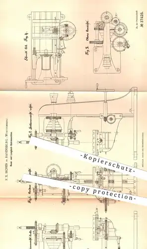 original Patent - F. X. Honer in Ravensburg , 1886 , Bohrmaschine , Bohrmaschinen | Bohrer , Bohren , Metall !!!