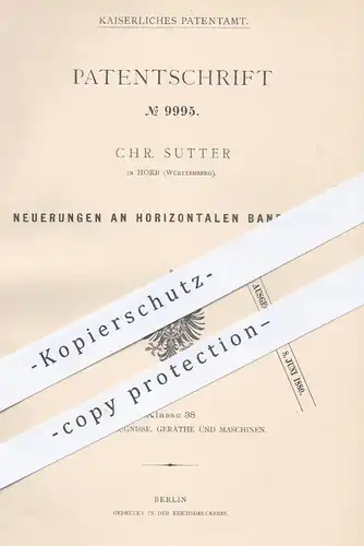 original Patent - Chr. Sutter in Horb , 1879 , Horizontale Bandsägen | Säge , Sägen , Holz , Tischler , Holzsäge !!!