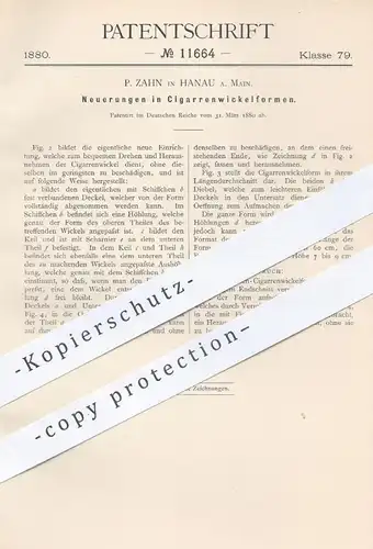 original Patent - P. Zahn , Hanau / Main , 1880 , Zigarrenwickelformen | Wickeln von Zigarren , Tabak , Zigarre !!!