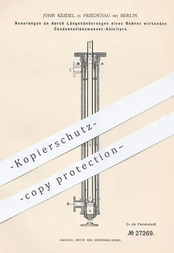 original Patent - John Keidel , Berlin Friedenau , 1883 , Kondensationswasser - Ableiter | Dampfkessel , Dampfmaschinen