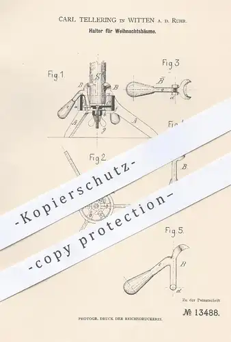 original Patent - Carl Tellering , Witten / Ruhr , 1880 , Ständer für Weihnachtsbäume | Weihnachtsbaum , Christbaum !