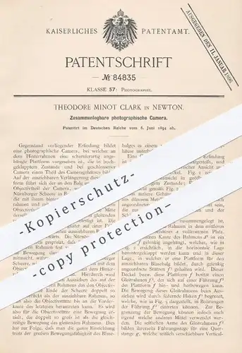 original Patent - Th. Minot Clark , Newton , 1894 , Zusammenlegbare Foto - Kamera | Fotograf , Fotografie , Photographie