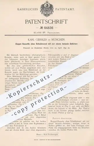 original Patent - K. Geissler , München  1895 , Doppel - Kassette für Fotografie | Foto Kamera , Fotograf , Photographie