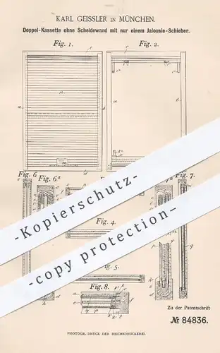 original Patent - K. Geissler , München  1895 , Doppel - Kassette für Fotografie | Foto Kamera , Fotograf , Photographie