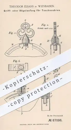 original Patent - Theodor Elsass , Wiesbaden , 1895 , Aufzug für Taschenuhren | Uhr , Uhren , Uhrwerk , Uhrmacher !!!