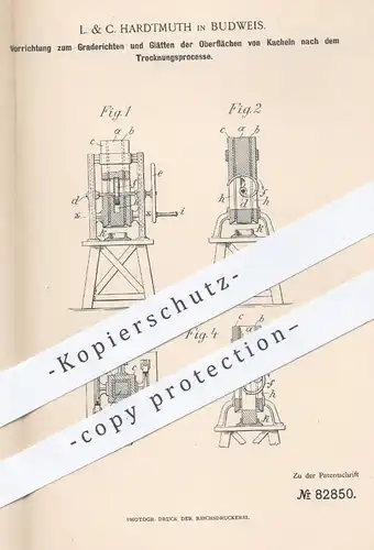 original Patent - L. & C. Hardtmuth in Budweis , 1894 , Glätten von Kacheln nach der Trocknung | Kachel , Ziegel !!!