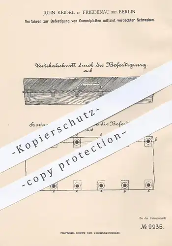 original Patent - John Keidel , Berlin , Friedenau , 1879 , Befestigung von Gummiplatten | Schuhwerk , Schuhe , Schuster