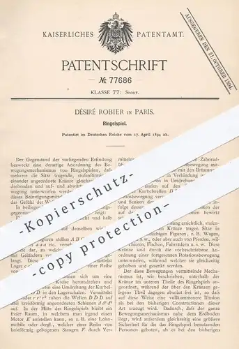 original Patent - Désiré Robier , Paris Frankreich , 1894 , Ringelspiel | Spiel , Spielen , Karussell , Carousel , Sport