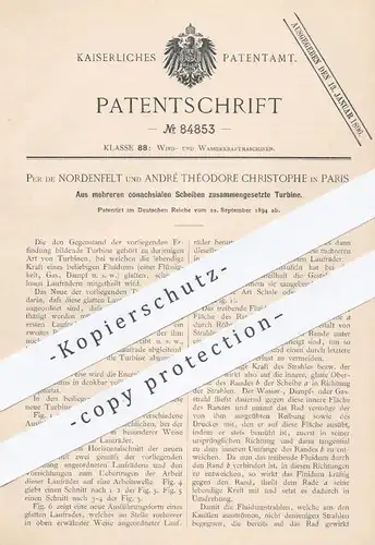 original Patent - Per de Nordenfelt u. André Théodore Christophe , Paris , 1894 , Turbine , Turbinen | Fluidium !!!