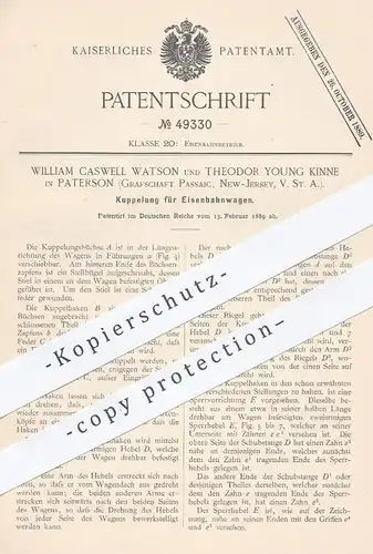 original Patent - W. Caswell Watson / Th. Young Kinne , Paterson , Grafschaft Passaic , New Jersey USA , 1889 , Kupplung