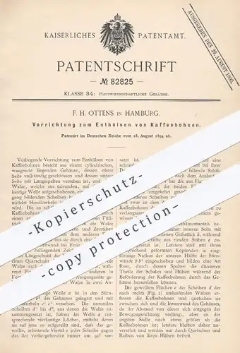 original Patent - F. H. Ottens , Hamburg , 1894 , Enthülsen von Kaffeebohnen | Kaffee Rösten , Haushalt , Kaffeemühle !!