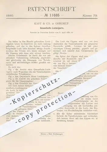 original Patent - Kast & Co. in Ohrdruf , 1880 , Lochzigarre | Zigarre , Zigarren , Rauchen , Tabak , Zigaretten !!!