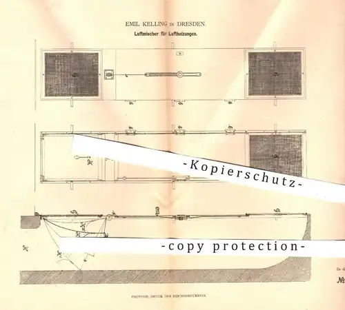 original Patent - Emil Kelling in Dresden , 1880 , Luftmischer für Luftheizungen | Heizung , Heizungen , Luftheizung !!