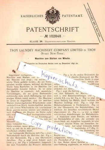 original Patent - Troy Laundry Machinery Company Limited in Troy , Staat New-York , 1897 , Stärken von Wäsche !!!