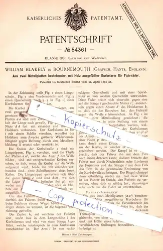 original Patent -  William Blakely in Bournemouth , England , 1890 , Sattlerei und Wagenbau !!!