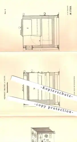 original Patent - Heinrich Bratke , Sagan , 1881 , Sparkochmaschine | Kochherd , Herd , Ofen , Öfen , Kochen , Kocher !!