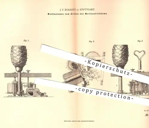 original Patent - J. C. Eckardt , Stuttgart 1879 , Mechanismus zum Drehen der Weihnachtsbäume | Christbaum , Weihnachten