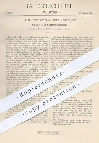 original Patent - J. L. Kaltenecker & Sohn , München , 1880 , Malzdarreinrichtungen | Malz , Darre , Malzdarre !!!