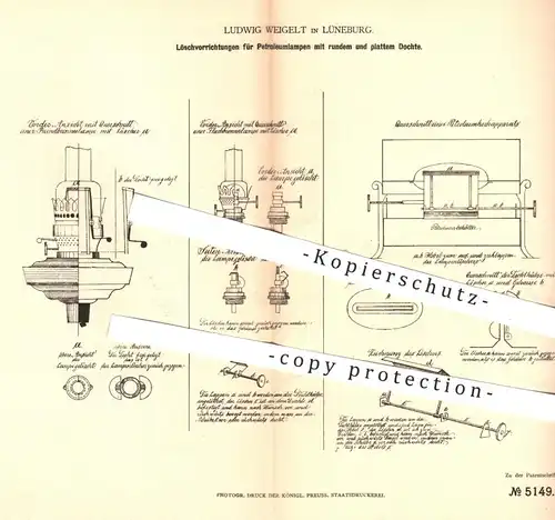 original Patent - Ludwig Weigelt , Lüneburg , 1878 , Löschen von Petroleumlampen | Petroleum , Lampe , Lampen , Brenner