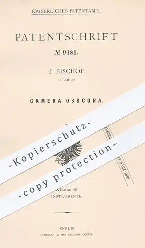 original Patent - J. Bischof , Berlin  1879 , Camera Obscura | Kamera , Kammer , Lochkamera , Fotografie , Bilder , Foto