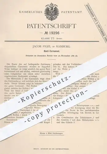 original Patent - Jacob Figel in Hamburg , 1881 , Boot - Karussell | Karussells , Sport , Spielzeug , Boote !!!