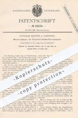 original Patent - Ottomar Martini , Chemnitz , 1883 , Zentraldampfheizungen | Heizung , Heizungen , Dampfkessel , Kessel
