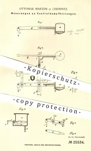 original Patent - Ottomar Martini , Chemnitz , 1883 , Zentraldampfheizungen | Heizung , Heizungen , Dampfkessel , Kessel