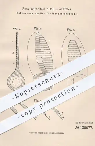 original Patent - T. Zeise , Hamburg Altona , 1901 , Schraubenpropeller für Wasserfahrzeuge | Propeller , Boot , Schiffe