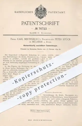 original Patent - Carl Bertenburg Nachfolder Peter Stück , Mülheim / Ruhr , 1894 , Sammelmappe | Mappe , Buchbinder !!!