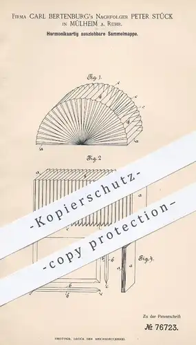 original Patent - Carl Bertenburg Nachfolder Peter Stück , Mülheim / Ruhr , 1894 , Sammelmappe | Mappe , Buchbinder !!!