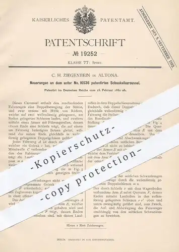 original Patent - C. H. Ziegenbein in Hamburg Altona , 1882 , Schaukelkarussell | Schaukel , Karussell , Schausteller !!