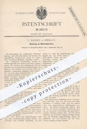 original Patent - C. Rehse in Berlin , 1883 , Maßstabzirkeln | Maßstab , Zirkel , Längenmaß , Maß , Geometrie !!!