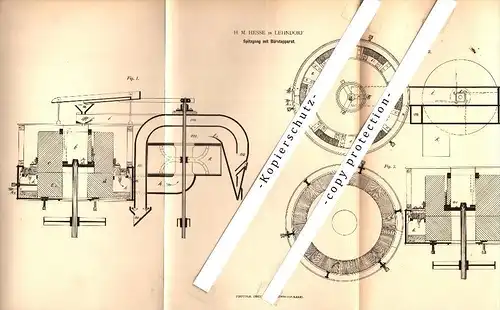 Original Patent - H.M. Hesse in Lehndorf b. Nobitz , 1880 , Bürstapparat für Mühle , Windmühle , Sachsen-Altenburg  !!