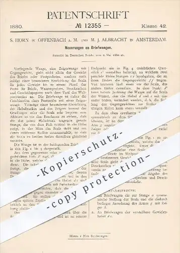 original Patent - S. Horn , Offenbach / M. J. Albracht , Amsterdam , 1880 , Briefwaage | Briefwaagen , Waage , Waagen !!