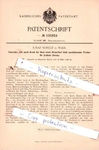 Original Patent  - Ignaz Schille in Wien , 1898 , Gesundheitspflege !!!