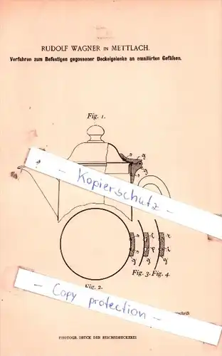 Original Patent  - Rudolf Wagner in Mettlach , 1897 , Giesserei !!!