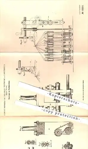 original Patent - A. Henkels , W. Hedtmann , Lagerfeld / Hagen , 1880 , Flechtmaschinen | Flechten , Stricken !!