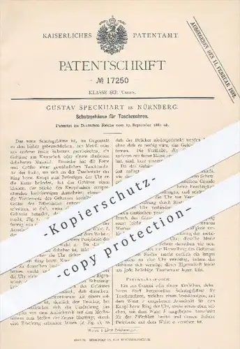 original Patent - G. Speckhart , Nürnberg 1881 , Schutzgehäuse für Taschenuhren | Taschenuhr , Uhr , Uhren , Uhrmacher !