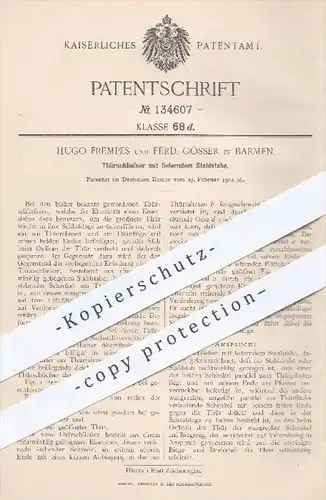 original Patent - H. Frempes , F. Gösser , Barmen , 1902 , Türschließer mit federndem Stahlstab | Tür , Türen , Schloss