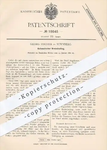 original Patent - G. Fischer , Nürnberg  1882 , Automatischer Kreiselaufzug | Kreisel , Brummkreisel , Sport , Spielzeug