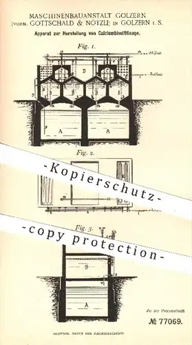 original Patent - Maschinenbauanstalt Golzern , Gottschald & Nötzli 1893 , Herstellung von Calciumbisulfitlauge | Chemie