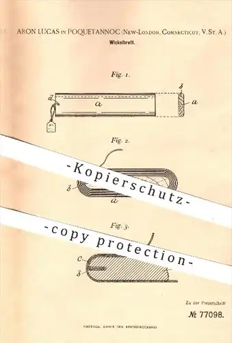 original Patent - Aron Lucas , Poquetannoc , New London , Connecticut , USA , 1893 , Wickelbrett | Stoff , Stoffe !!!