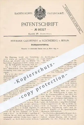 original Patent - Hermann Ganswindt , Berlin Schöneberg  1895 , Drahtspannvorrichtung | Draht , Drähte spannen , Hochbau