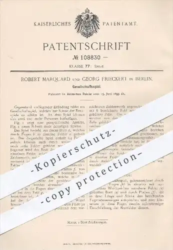 original Patent - Robert Marquard , Georg Frieckert , Berlin , 1899 , Gesellschaftsspiel | Brettspiel , Spiel , Spiele !