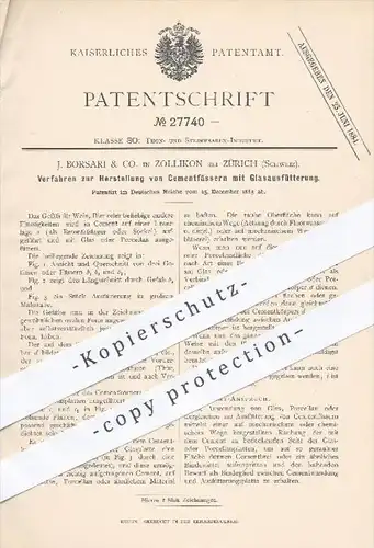 original Patent - J. Borsari & Co. , Zollikon / Zürich , Schweiz , 1883 , Herstellung von Zementfässern | Fass , Fässer
