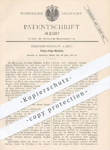 original Patent - Hermann Howaldt in Kiel , 1882 , Platten - Biegemaschine | Schiffbau , Tankplatten , Schiff , Schiffe