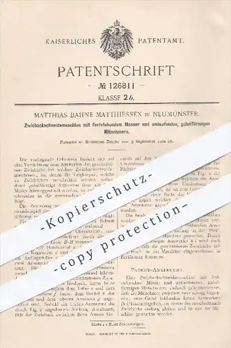 original Patent - Matthias Bahne Matthiessen , Neumünster , 1900 , Zwiebackschneidemaschine | Schneidemaschine , Bäcker